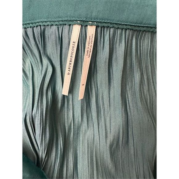 NWT ANTHROPOLOGIE ANTIQUE TEAL ASBURY TIERED MIDI DRESS Size  S - Picture 6 of 8